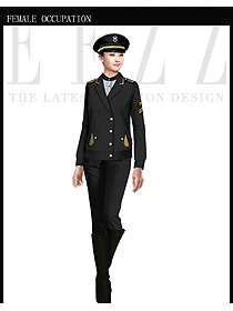原创制服设计深灰色女款保安服夹克设计图322