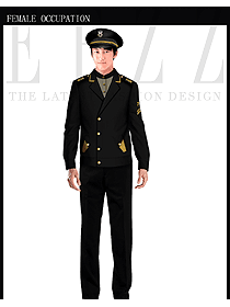 时尚黑色男款保安服夹克制服设计图323