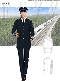 黑色长袖男款高铁站务员服装款式图166