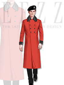 新款橙红色男款冬季保安服大衣制服设计图069