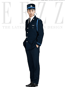 藏蓝色长袖保安服西装服装款式图072