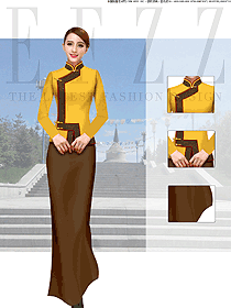 黄色长裙女款酒店民族特色服装款式图219