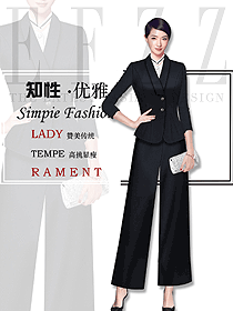 优雅黑色长袖女款专卖店营业员制服设计图1578