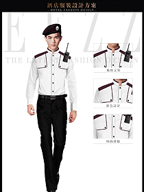 时尚白色长袖男款保安服制服设计图399