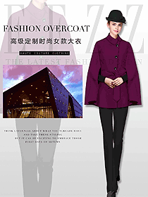 紫红色女职业装大衣服装款式效果图209