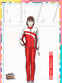 原创设计红色条纹运动服女款学生服校服款式图039