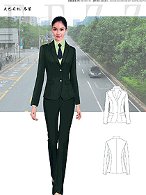 原创制服设计深绿色女大巴司机服装款式图171