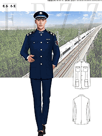 原创制服设计深蓝色男乘务员冬装服装款式图177