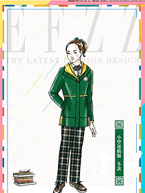 时尚深绿色女款运动装学生服校服款式设计图041