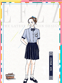 时尚浅蓝色短袖女款学生服校服款式设计图055