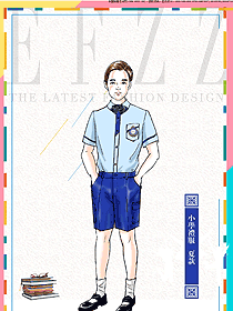 原创设计浅蓝色男款短裤款学生服校服款式图056
