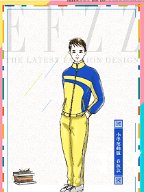 黄色条纹长袖男款学生服校服款式设计图064