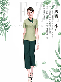 原创制服设计浅绿色女款按摩技师服装款式图1436