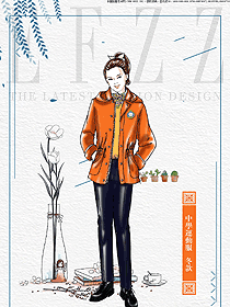 橙色长袖女款学生服校服款式设计图077