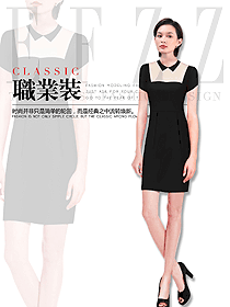 时尚黑色连衣裙款专卖店营业员制服设计图1607