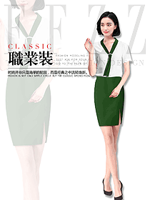 原创制服设计绿色女款专卖店营业员服装款式图1608