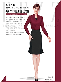 新款红色女职业装长袖衬衫制服设计图330