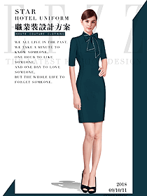 新款短袖连衣裙女职业装夏装制服设计图769