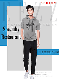 时尚短袖男款快餐厅服装款式设计图275
