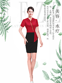 原创制服设计红色女款按摩技师服装款式图1469