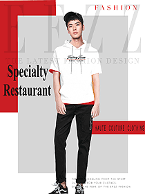 原创设计白色短袖男款快餐厅服务员服装款式图282