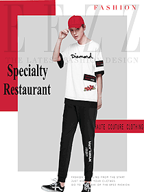 时尚白色男款快餐厅服装款式设计图290