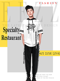 时尚白色短袖男款快餐厅服装款式设计图294