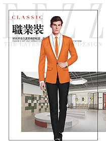 橙黄色韩版男职业装西服制服设计图442