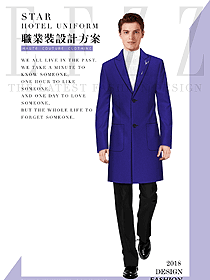 新款蓝色男职业装大衣服装款式图114