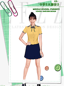 浅黄色短袖女款学生服校服款式设计图108