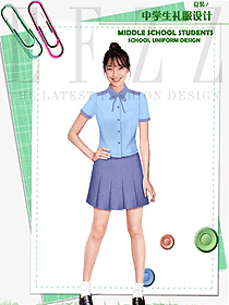 时尚浅蓝色短袖女款学生服校服款式设计图109