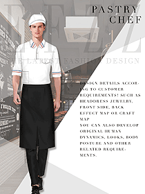 原创制服设计白色男款厨师服款式图457