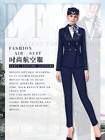 时尚藏蓝色长袖空姐制服设计图822