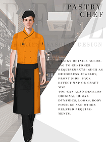 新款橙色短袖男款酒店厨师服制服设计图465