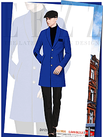 新款蓝色男职业装大衣服装款式图117