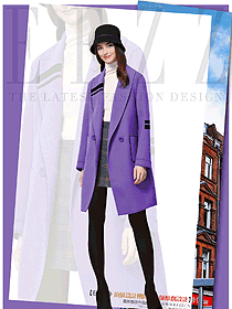 新款浅紫色女职业装大衣制服设计图242