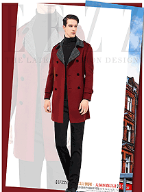 时尚红色男职业装大衣服装款式图119