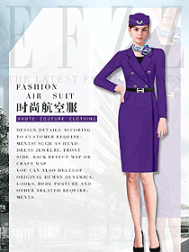 时尚紫色连衣裙款空姐制服设计图834