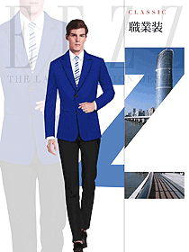 蓝色韩版男职业装西服制服设计图451