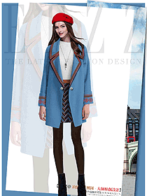 新款浅蓝色女职业装大衣制服设计图248