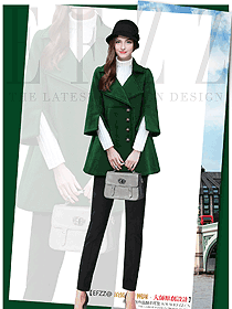 原创制服设计墨绿色女职业装大衣服装款式图250