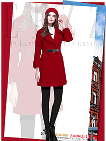 时尚红色女职业装大衣服装款式效果图260
