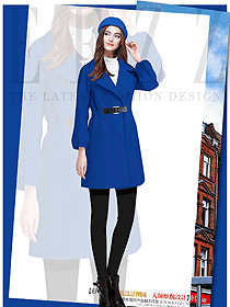 原创制服设计蓝色女职业装大衣服装款式图261