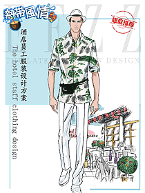 时尚男款热带风情工作制服款式设计图333