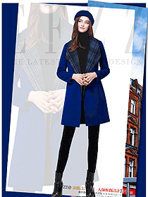 原创制服设计蓝色女职业装大衣服装款式图270