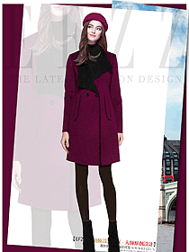 新款紫红色女职业装大衣制服设计图277