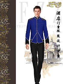 深蓝色长袖男款酒店门童制服设计图1280