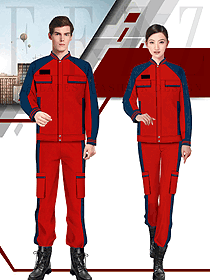 红色长袖汽修服工程服款式效果图1252