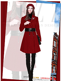 时尚红色女职业装大衣服装款式效果图282