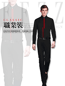 时尚黑色男款职业装长袖衬衫制服设计图285